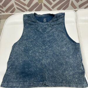Casual Blue Acid Wash Sleeveless Top